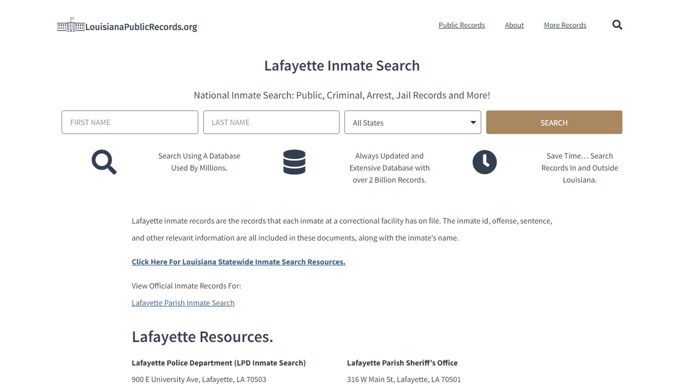 Lafayette Inmate Search - Louisiana Public Records